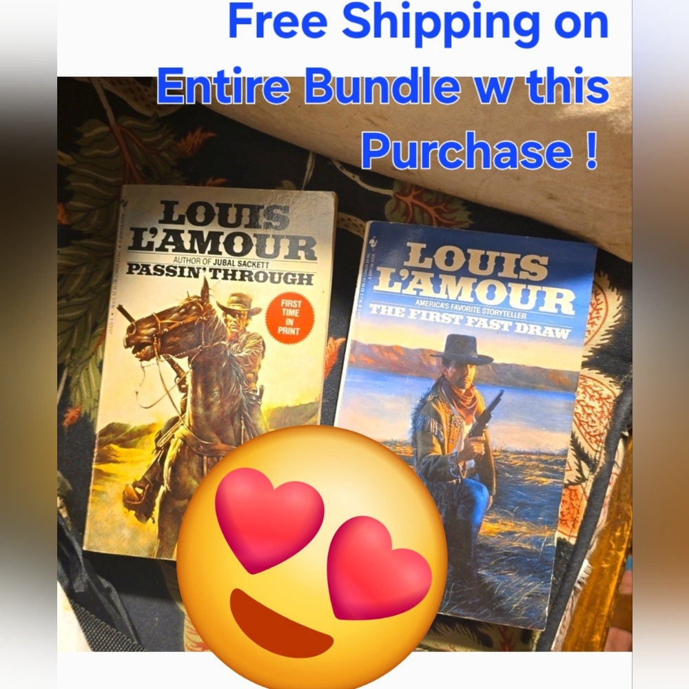 🐞 LOUIS LAMOUR 2 Western Cowboy Books vintage 80s First Fast Draw PassinThrough